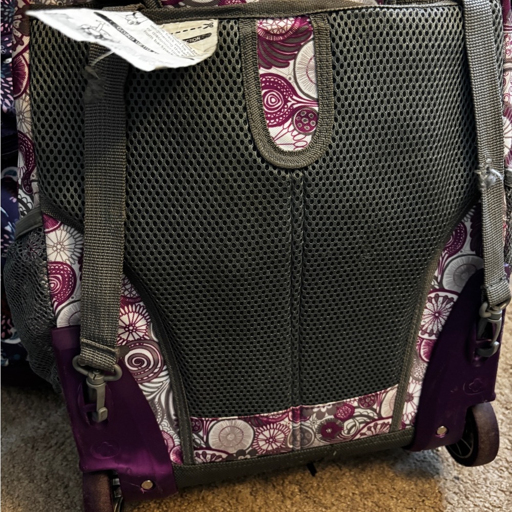 J World Purple Patterned Rolling Backpack - image 6